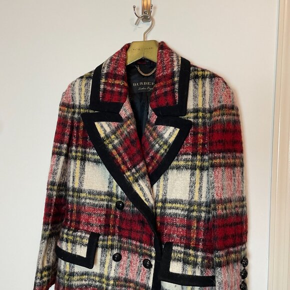 BURBERRY Tartan Plaid Wool Mohair Double Breasted Oversized Runway Pea Coat \\ 4 - Picture 4 of 13